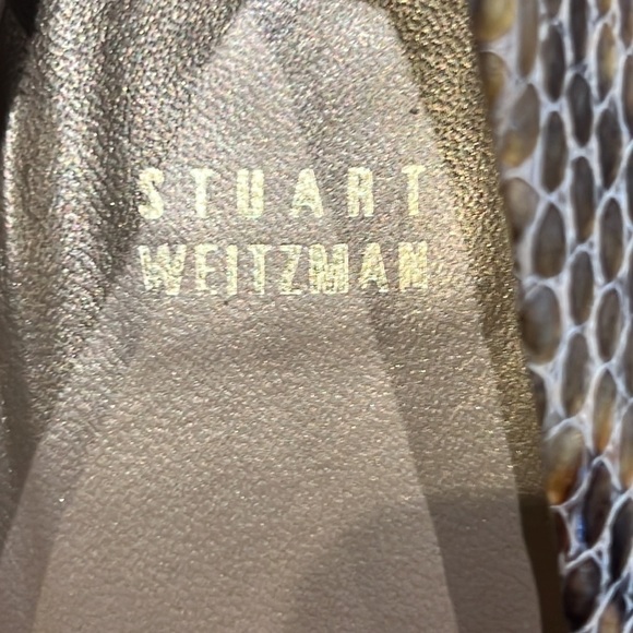Stuart Weitzman Plainfield platform snake skin peep toe pump heels SZ 7.5 - Picture 8 of 8